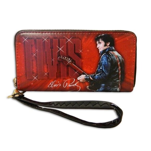 Elvis Handbags - New Red Elvis Presley Clutch Purse Wallet Zip Wristlet Phone Coin Holder Card